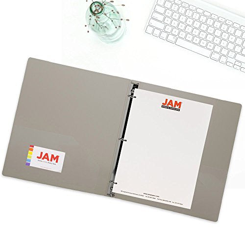 JAM PAPER Plastic 0.75 inch Binder - Smoke Grey 3 Ring Binder - Sold Individually - color: Smoke, size: 0.75 inch