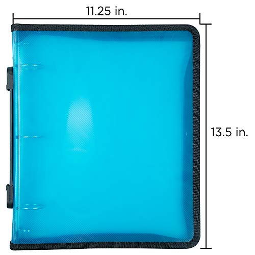 JAM PAPER Plastic Zipper 1 inch Binder - Blue 3 Ring Binder - Sold Individually - color: Blue