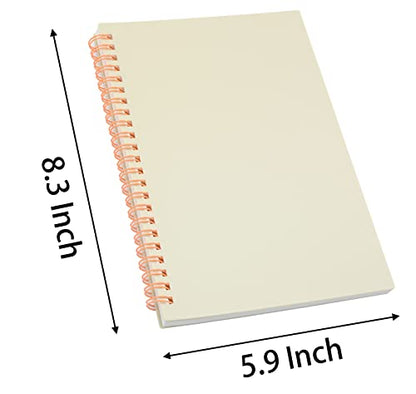 Yansanido Spiral Notebook, 6 Pcs A5 White Thick Plastic Hardcover 7mm College Ruled 80 Sheets -160 Pages Journals for Study and Notes (6 White A5) - size: 6 White A5
