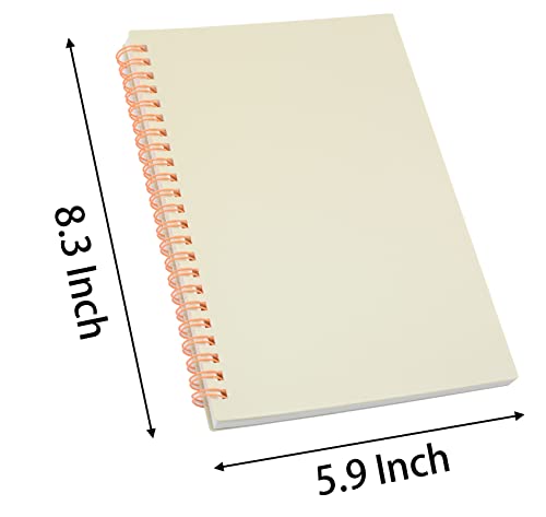Yansanido Spiral Notebook, 6 Pcs A5 White Thick Plastic Hardcover 7mm College Ruled 80 Sheets -160 Pages Journals for Study and Notes (6 White A5) (Pack of 2) - size: 6 White A5 (Pack of 2)