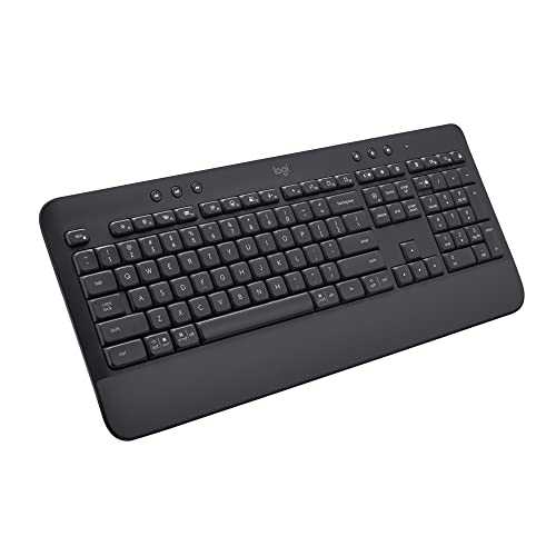 Logitech Signature K650 Comfort Full-Size Wireless Keyboard - Graphite | Full-size with wrist rest, BLE Bluetooth or Logi Bolt USB receiver, deep-cushioned keys, numpad, PC and Mac compatible - color: Graphite, style: Keyboard