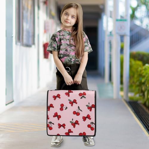 3 Ring Zipper Binder Red Bow Cherry Binders Bag with Shoulder Strap 500 Sheets Paper Organizer Trapper Keeper Documents Storage File Folder for School Office - color: A424