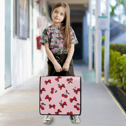 3 Ring Zipper Binder Red Bow Cherry Binders Bag with Shoulder Strap 500 Sheets Paper Organizer Trapper Keeper Documents Storage File Folder for School Office - color: A424