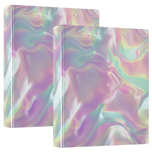 Holographic Rainbow Round Ring Binders 1.5 Inch 3 Ring Binder with Clipboard Holds 200 Sheets Office Home School - color: Multicolored 27
