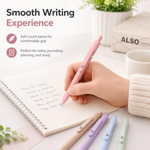 ACEES 6Pcs Gel Pens 0.5mm Fine Point Black Ink Pens With Smooth Writing,Quick Dry Pens For Journaling,Valentines Day Office Writing Supplies for Women Nurse(Macaron) - color: Macaron