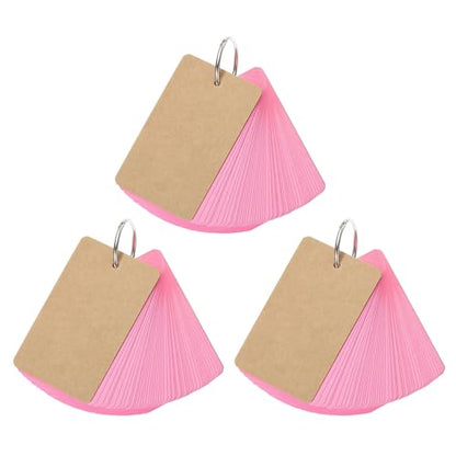 YOKIVE 150 Pcs Blank Flash Cards for Studying, Index Note Cards with Ring, Easy Flip, Great for Studying Bookmark Learning (Pink, 3.5 x 2-Inch) - color: Pink