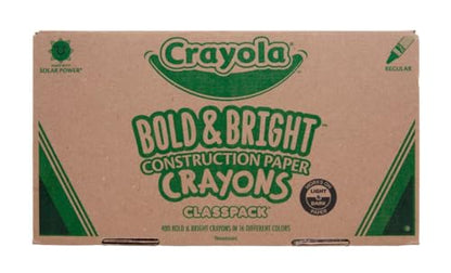 Crayola Construction Paper Crayons Classpack, Bulk Assorted School Supplies, 16 Colors, 400/Set (Packaging May Vary)
