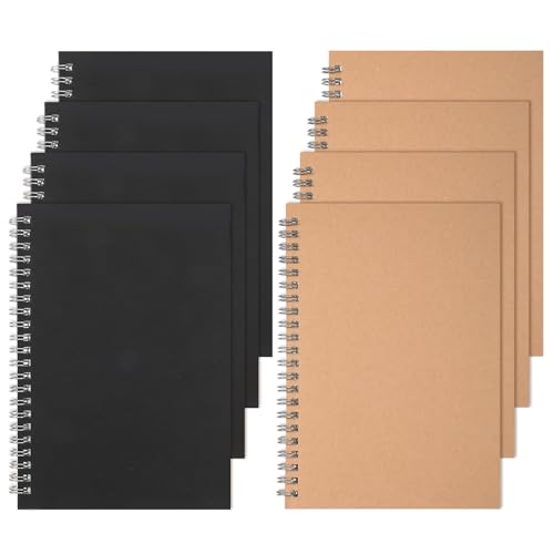 IMengjbang 8 Pack 5 x 8inches Spiral Notebooks, 120 Pages/60 Sheets Notebook Spiral Journal Lined Thick Paper for Gifts Office School Supplies Black and Brown
