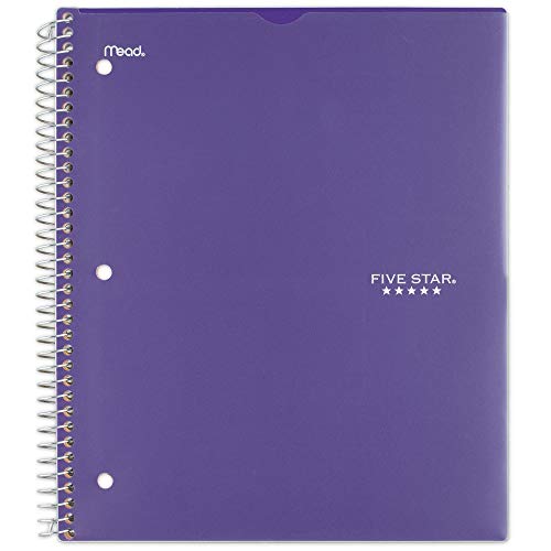 Five Star Spiral Notebook, 1 Subject, College Ruled Paper, 100 Sheets, 11" x 8-1/2" Sheet Size, Customizable Cover, Purple (73820) - color: 08 Royal Purple