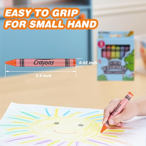 WOSWEL Super Washable Jumbo Crayons Bulk, 24 Pack Crayons with 8 Bright Colors, Non-Toxic Easy-Grip for Toddlers 1-3 & Kids Ages 4-8, Safe Art Supplies for Coloring Books & School Projects