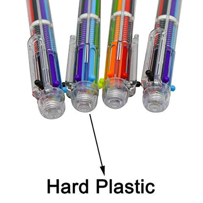 Maydahui 12 PCS Multicolor Ballpoint Pen 6-in-1 Retractable Ball Point Pens Transparent Barrel for Office School Students