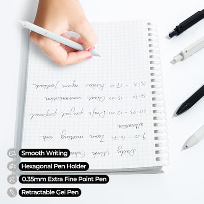 M&G 6 Pcs Gel Pens, 0.35mm Black Ink Gel Pen Fine Point Pens, Retractable Gel Ink Rollerball Pens, Quick Dry Gel Ink Pens with Large Capacity Ink Smooth Writing for Office Schoo