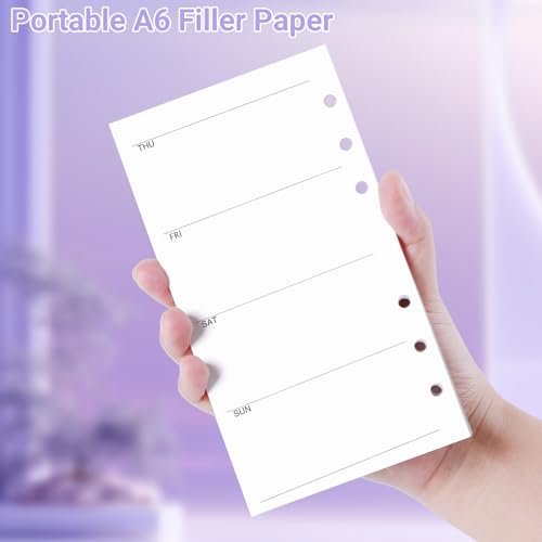 Antner A6 Weekly Planner Refill Paper 6-Hole Planner Inserts for A6 6-Ring Refillable Binder, 135 Sheets Undated Weekly Plan Loose Leaf Filler Paper with Binder Dividers For Agenda Work Schedule - color: Weekly Plan Paper