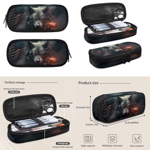 Cool Wolf Backpack for Boys Girls Backpack with Lunch Box Water Bottle Holder with Strap and Big Pencil Case 4PCS Set Bookbag Back to School Gifts for School Teens 17" Sturdy School Bag - color: Cool Wolf