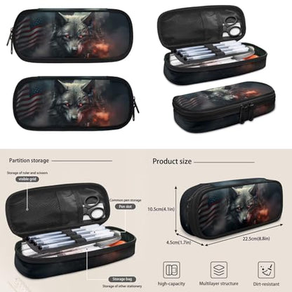 Cool Wolf Backpack for Boys Girls Backpack with Lunch Box Water Bottle Holder with Strap and Big Pencil Case 4PCS Set Bookbag Back to School Gifts for School Teens 17" Sturdy School Bag - color: Cool Wolf