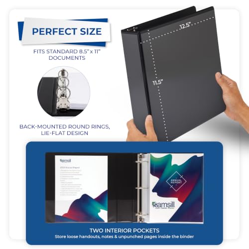 Samsill 2 Inch 3 Ring Binders, Economy Round Ring, Clear View Cover, 425 Sheet Capacity - for School, Home, Office - Black, 12 Pack - size: 12-Pack, style: 2 Inch