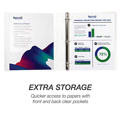 Samsill 8 Pack Durable 1 Inch 3 Ring Binders, Round Ring, Clear View Cover for Presentations, White - color: White, size: 1-Inch