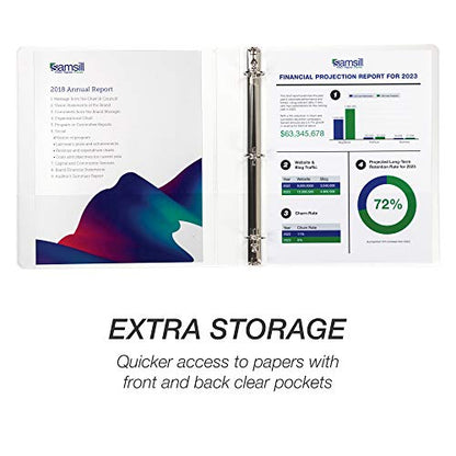Samsill 8 Pack Durable 1 Inch 3 Ring Binders, Round Ring, Clear View Cover for Presentations, White - color: White, size: 1-Inch