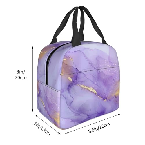Lunch Bag Pastel Purple Marble Insulated Lunch Box Cooler Tote for Adults Student Boys Girls Women Men Work Office School Picnic Beach Reusable Lunchbox - color: B035