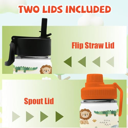 Animals Gifts for Kids - 18oz Animals Zoo Water Bottle with Straw Lid, Kids Stainless Steel Insulated Water Bottle, Leak Proof, BPA-Free, Giraffe Cup for School, Travel, Birthday Gift Cup for Teens - color: Zoo