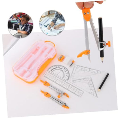 Artibetter Drawing Compasses Set 10pcs Geometry Ruler Kit Metal Math Tool for Students Exam Drawing and Geometry Supplies Random Color