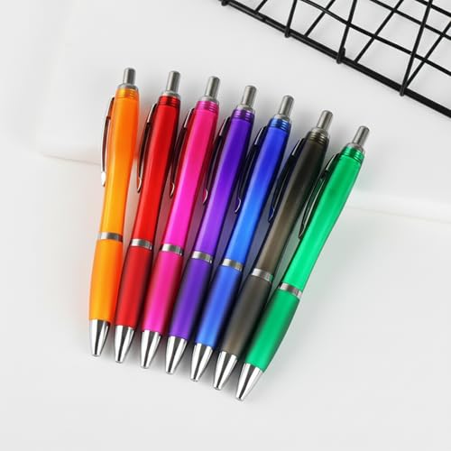100-Pack Promotional Pens with Custom Text - Clear Plastic Pens - color: Blue