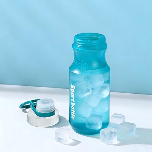 2 PCS Set Plastic Water Bottles, Sports Water Bottles with Leak-Proof Lid, Lightweight Reusable Water Bottles for Running,Gym, School, Travel, Leak Proof, BPA Free (Grey(13oz+20oz) - color: Grey(13oz+20oz）