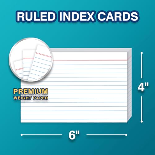 H4D 4x6 Index Card Holder with 100 Index Cards and 25 Dividers, Teal | 4x6 Inch Plastic Box, Heavyweight 4x6 Index Cards, Plastic 4x6 Index Card Dividers, Snap Closure Lid - color: Teal, size: 4"x6"