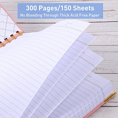 Spiral Notebook, College Ruled Notebook Journal, 7” x 10”, 300 Pages Leather Writing Journal for Women Men, B5 Hardcover Notebook for Work School, 24pcs Index Tabs, Pink | 300 Pages Thick Paper for Smooth Writing, B5 Large Notebook, 24 Tabs, Lay Flat Stro