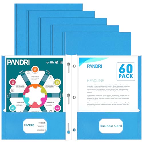 Two Pocket Folders, PANDRI 60 Pack Two Pocket Folders with Prongs, 3 Prong Folders Designed for Office and Classroom, Letter Size Lightblue - color: Lightblue