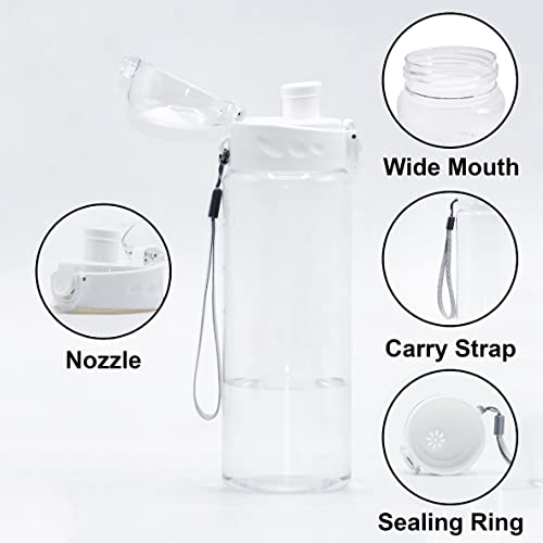 Clear Plastic Water Bottle | No Markings 24oz Chug Lid Sports Water Bottle | Leak Proof Re-Usable Flip Top Plastic Drinks Bottles for School, Exams, Office, Gym, Cycling (Clear-24oz) - color: Clear-24oz