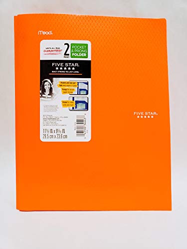 Generic Five Star 2-Pocket & Prong Checkered Plastic Folder 11-5/8*9-5/16 inch (Orange) - color: Orange