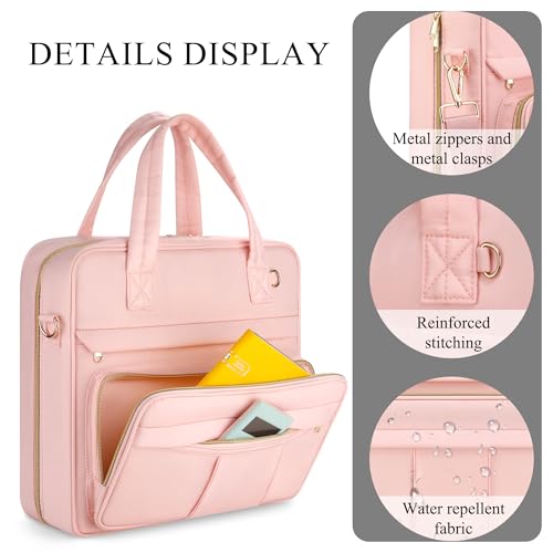 Zipper Binder | 3 Inch O-Ring, 600 Sheet Capacity Trapper Keeper with Shoulder Strap & Handle, Binder Bag with Multiple Storage Pockets, Fits 13" Laptop (Pink) - color: Pink