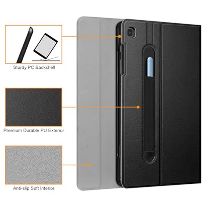 FINTIE Keyboard Case for Samsung Galaxy Tab S6 Lite 10.4 Inch 2024/2022/2020, Slim Stand Cover with Secure S Pen Holder Detachable Wireless Bluetooth Keyboard, Black