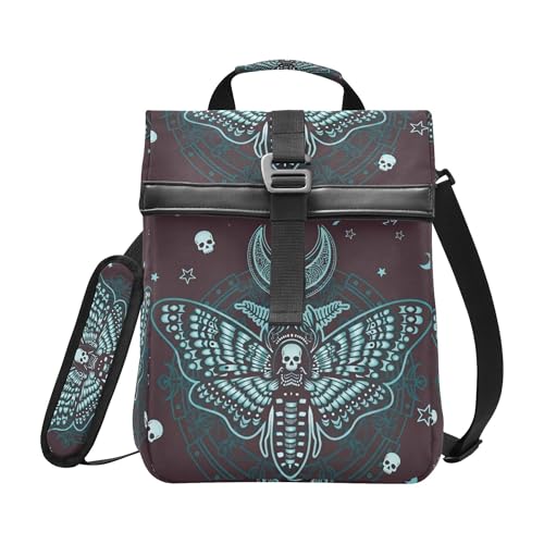MNSRUU Insulated Lunch Bags Women Men, Butterfly Skull Mysticism Portable Reusable Thermal Meal Tote Cooler Bag Organizer, Adjustable Shoulder Strap, Handle - color: Skulls 183