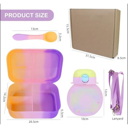 Kids Lunch Box Set with Water Bottle & Spoon – Portable Food Storage Container with Leak-Proof Lid and Shoulder Strap – BPA-Free, Durable & Lightweight for School, Travel, and Picnics