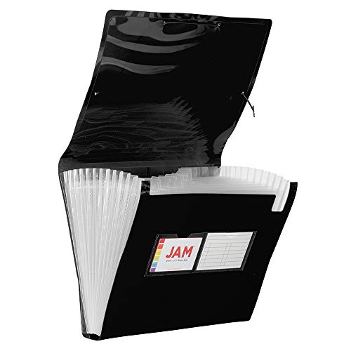 JAM PAPER Accordion Folders - 13 Pocket Plastic Expanding File - Letter Size - 9 x 13 - Black - Sold Individually - color: Black, size: Letter Size
