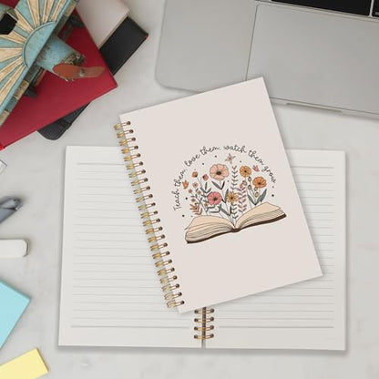 Floral Book Teachers Spiral Notebooks, End of Year Teacher Appreciation Gifts Journal, Reading Teacher Gifts Notebook for Note Taking, Teacher Office Supplies, 5.5x8.3 Inch - color: Floral Book