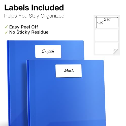 Dunwell Plastic Folders with 3 Prongs, (2 Pack, Blue), 2-Pocket Folders with Fasteners, Durable Acid-Free Poly for Long Term Use, Labels Included - color: Blue, size: 2 Pack