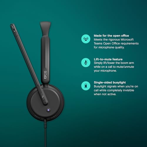 EPOS Impact 460T Binaural On-Ear USB C and USB A Wired Headset with Dual Noise-Canceling Mics, Microsoft Teams Certified, Plug-and-Play, Ideal for Office, Remote Work, Zoom & Business Calls - style: Stereo, Team Certified