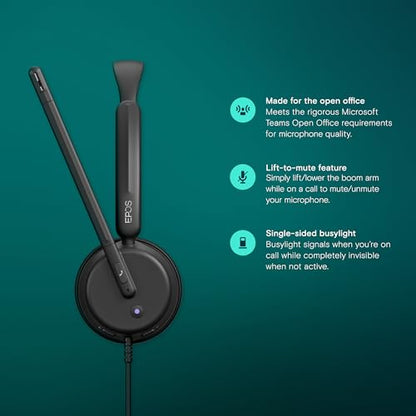 EPOS Impact 460T Binaural On-Ear USB C and USB A Wired Headset with Dual Noise-Canceling Mics, Microsoft Teams Certified, Plug-and-Play, Ideal for Office, Remote Work, Zoom & Business Calls - style: Stereo, Team Certified