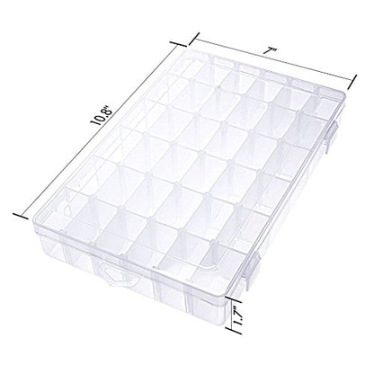 Gospire 36 Grids Clear Plastic Jewelry Box Organizer Storage Container with Removable Dividers (36 Grids - Clear) - color: Clear-36 Grids