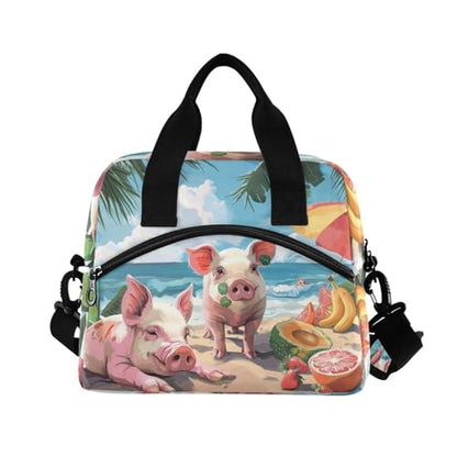 ALAZA Pigs on The Summer Beach Insulated Lunch Bag Women Men Portable Reusable Cooler Lunch Tote Bag for Work Office Picnic College - color: Multi 20