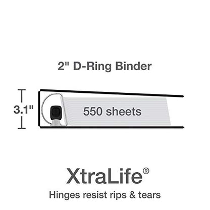 Oxford 3 Ring Binders, Binders for School and Office, 2 Inch ONE-Touch Easy Open D Rings, 3-Sided View Binder Covers, Xtralife Hinge, Non-Stick, PVC-Free, White, 530-Sheet Capacity, 4 Pack (79910) - size: 2 Inch