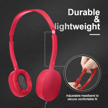 Flutesan 30 Pack Wired Headphones, Adjustable On Ear Headphones with Stereo, Earbuds for Schools, Laptop, Travel, Plane, Tablet(Multi-Colors) - color: Multi-Colors