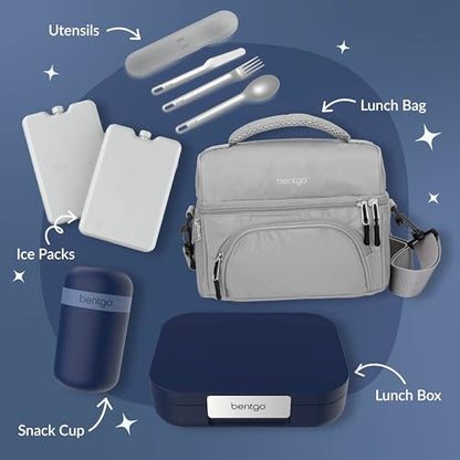 Bentgo® Modern - Leak-Resistant Bento Lunch Box For Adults, Teens, & Larger Appetites; Reusable BPA-Free Meal Prep Container with 3 or 4 Compartments, Dishwasher/Microwave Safe; 5 Cups (Navy) - color: Navy