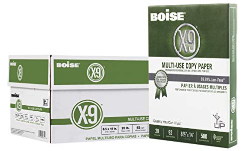 Boise X-9 Multi-Use Printer & Copy Paper, 10 Reams, White, Legal (8.5in x 14in), 5000 Sheets Per Case, 20 Lb, 92 Brightness - size: 10 Reams (5000 Sheets), style: 8.5 x 14, 20 lb.