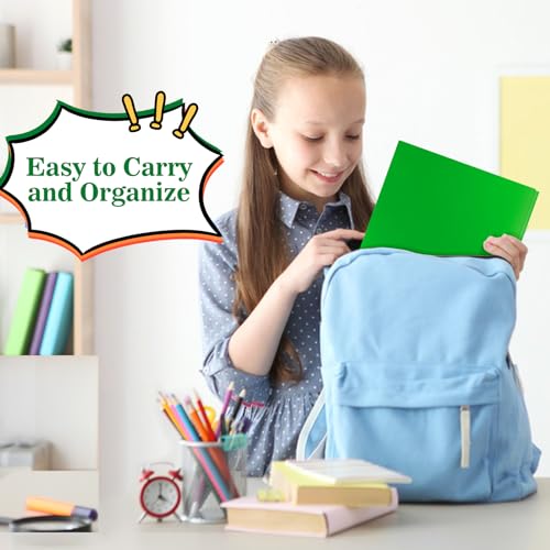 60-Pack Plastic Folders with Pockets and Prongs,2-Pocket Poly Folders with 3 Fasteners Holds 8-1/2" x 11" Paper for School/Office/Home, Green - color: Green, size: 60-Pack