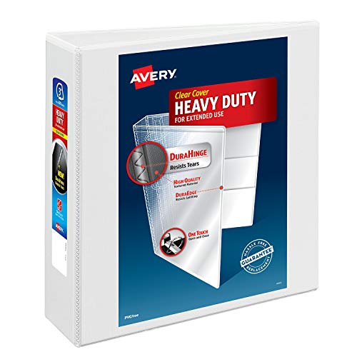 Avery Heavy-Duty View 3 Ring Binder, 3" One Touch Slant Rings, Holds 8.5" x 11" Paper, 1 White Binder (05604) - size: 3"
