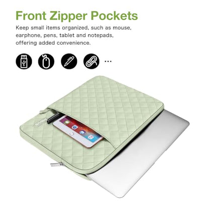 MOSISO Laptop Case 16 inch, 15-15.6 inch Laptop Sleeve Compatible with MacBook Pro 16, HP Dell Acer ASUS Lenovo Notebook, Square Quilted Vertical Computer Bag with Pocket&Small Case, Sage Green - color: Sage Green, size: 16 inch